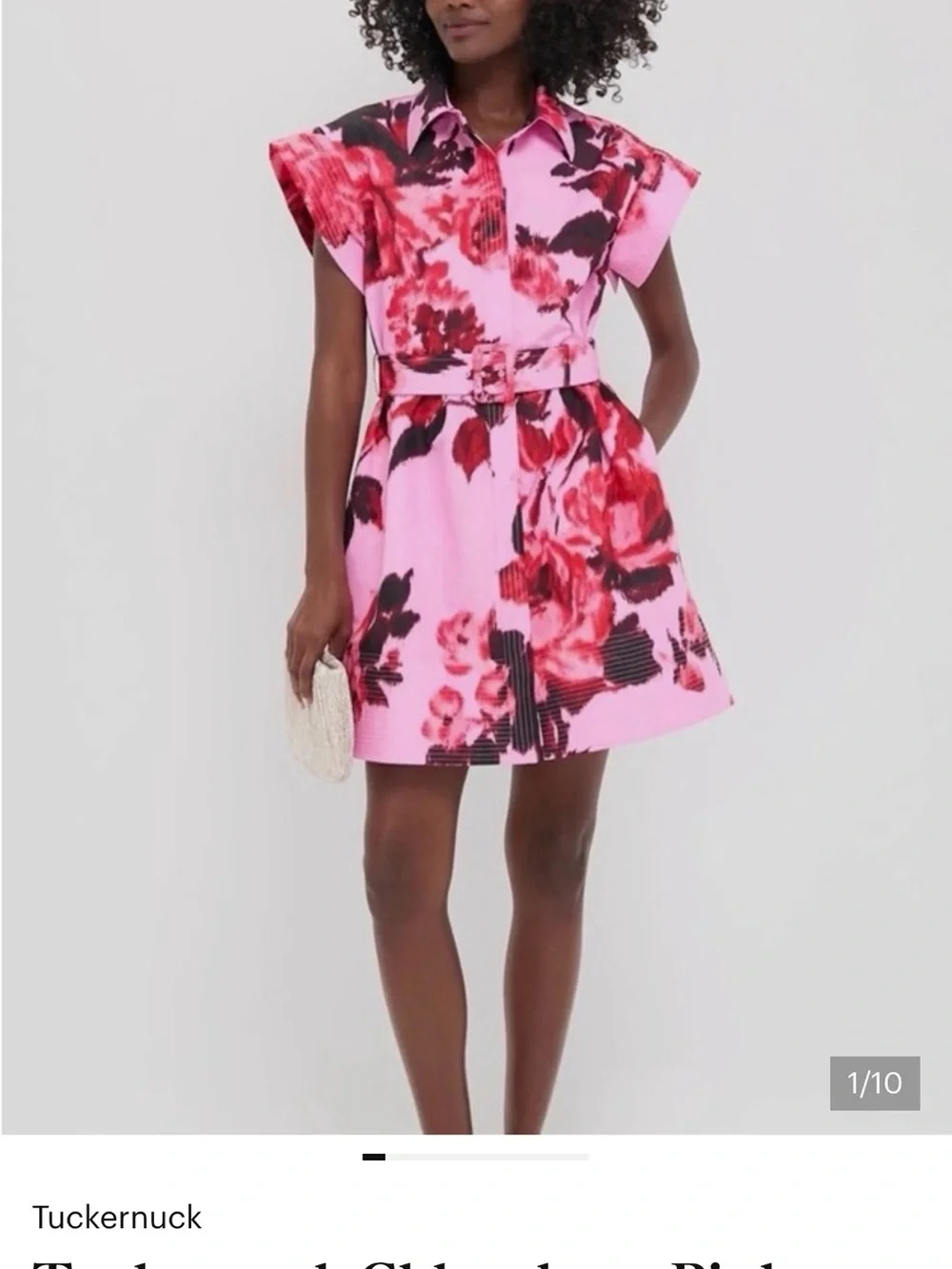 Tuckernuck Pink Floral Belted Mini Dress